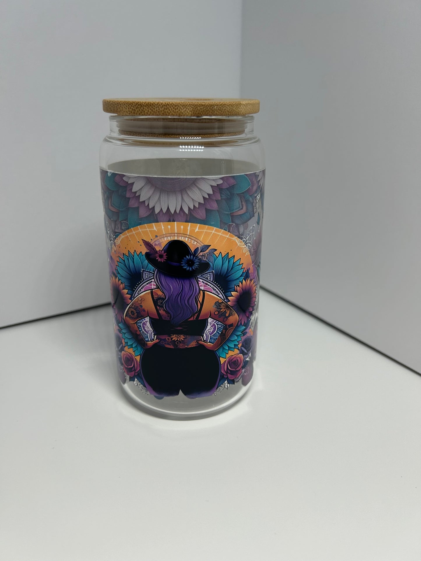 Plus size 16oz glass with metal straw