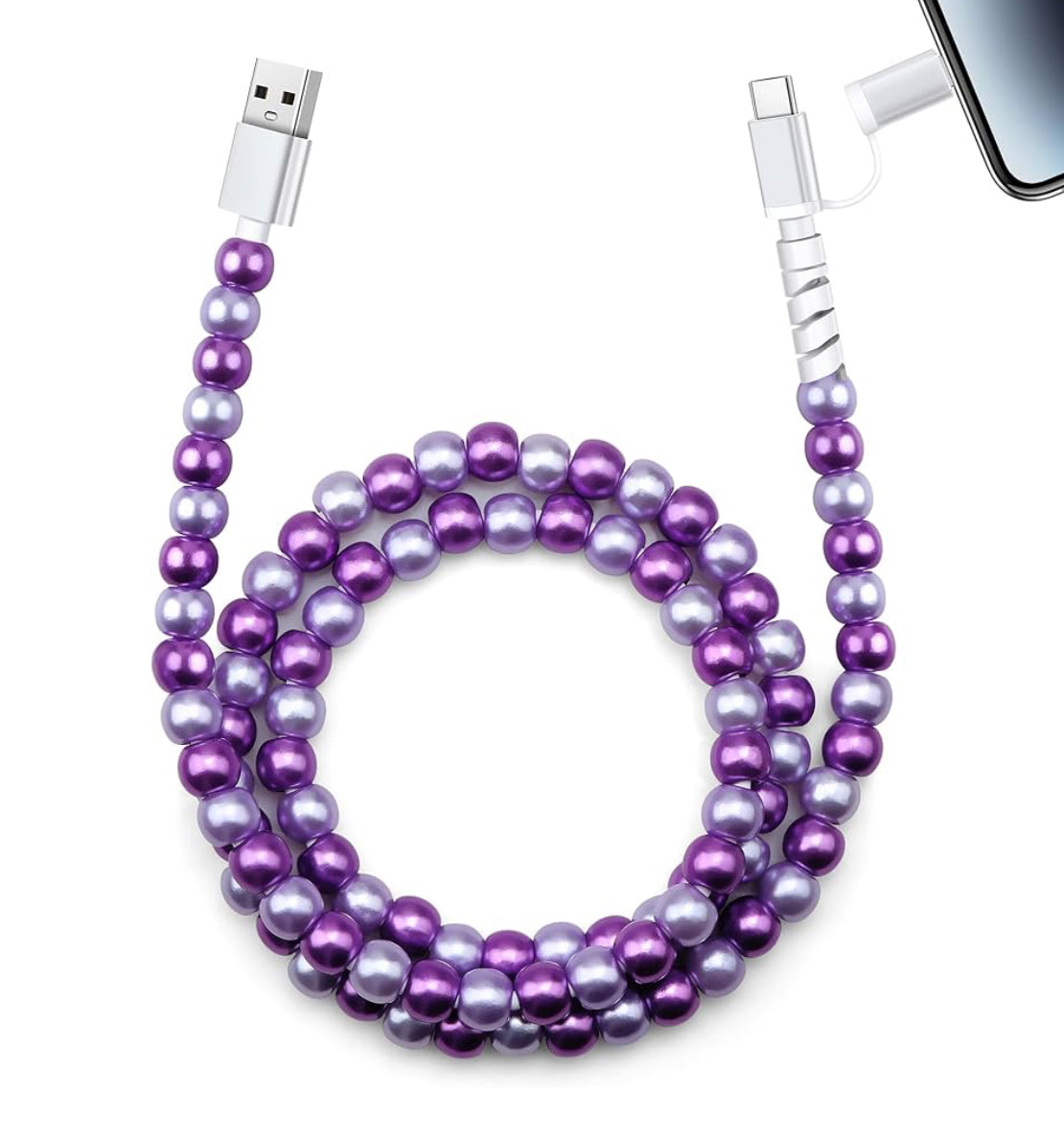 Beaded charging cord android/iphone