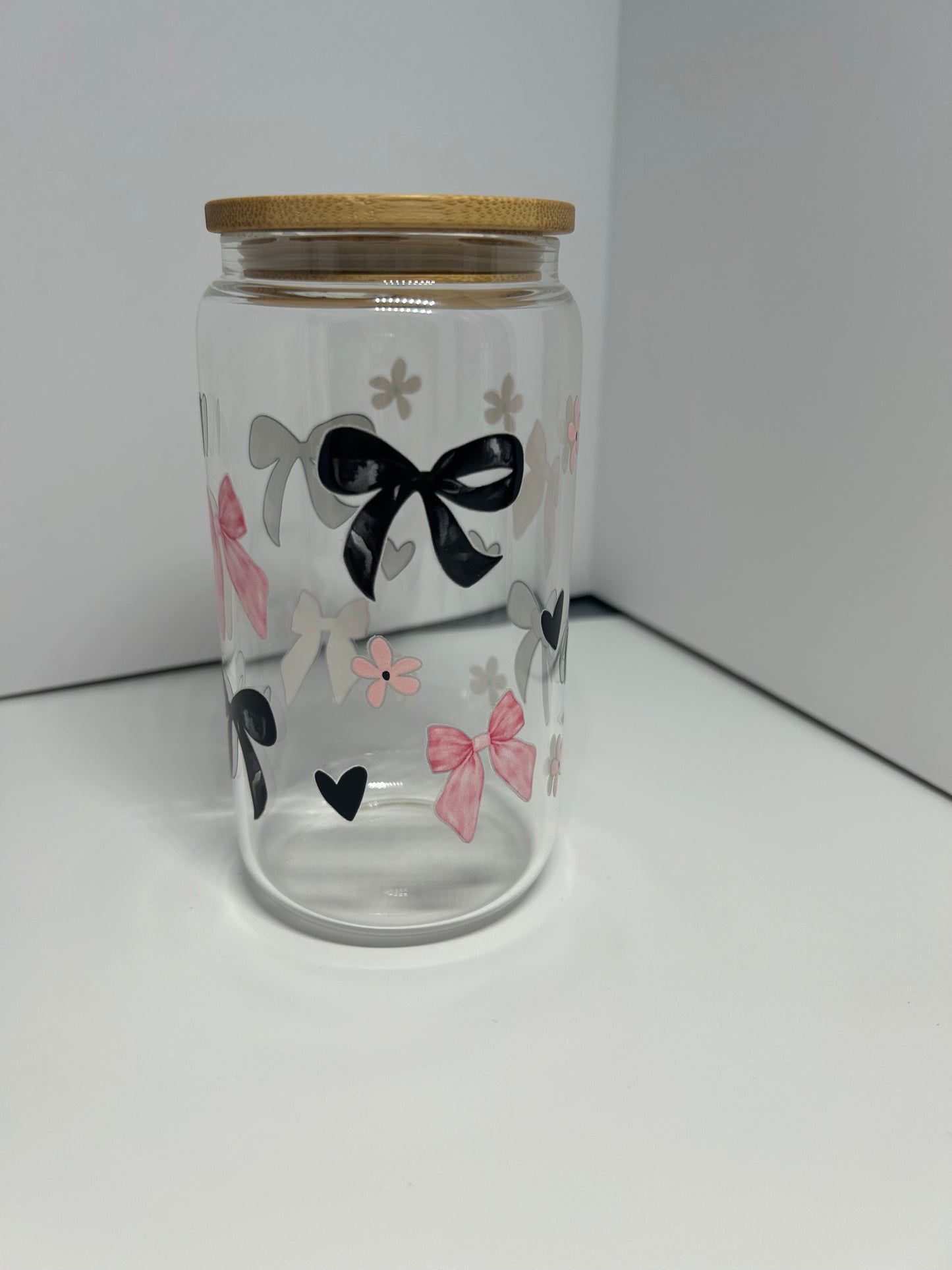 Now glass 16oz cup with metal straw