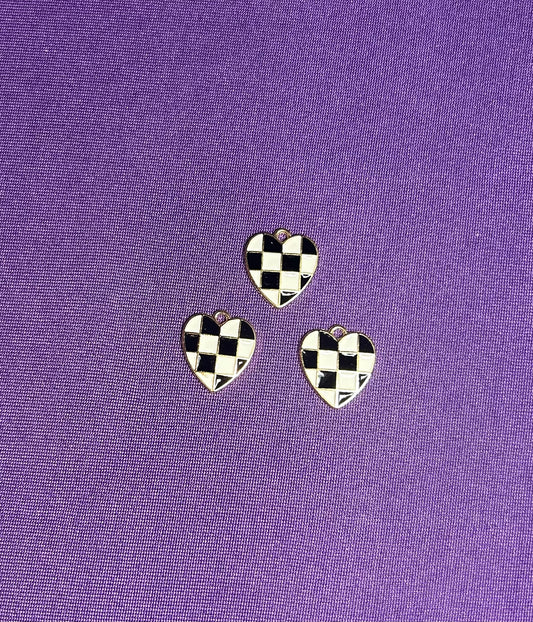 Checkered heart charm