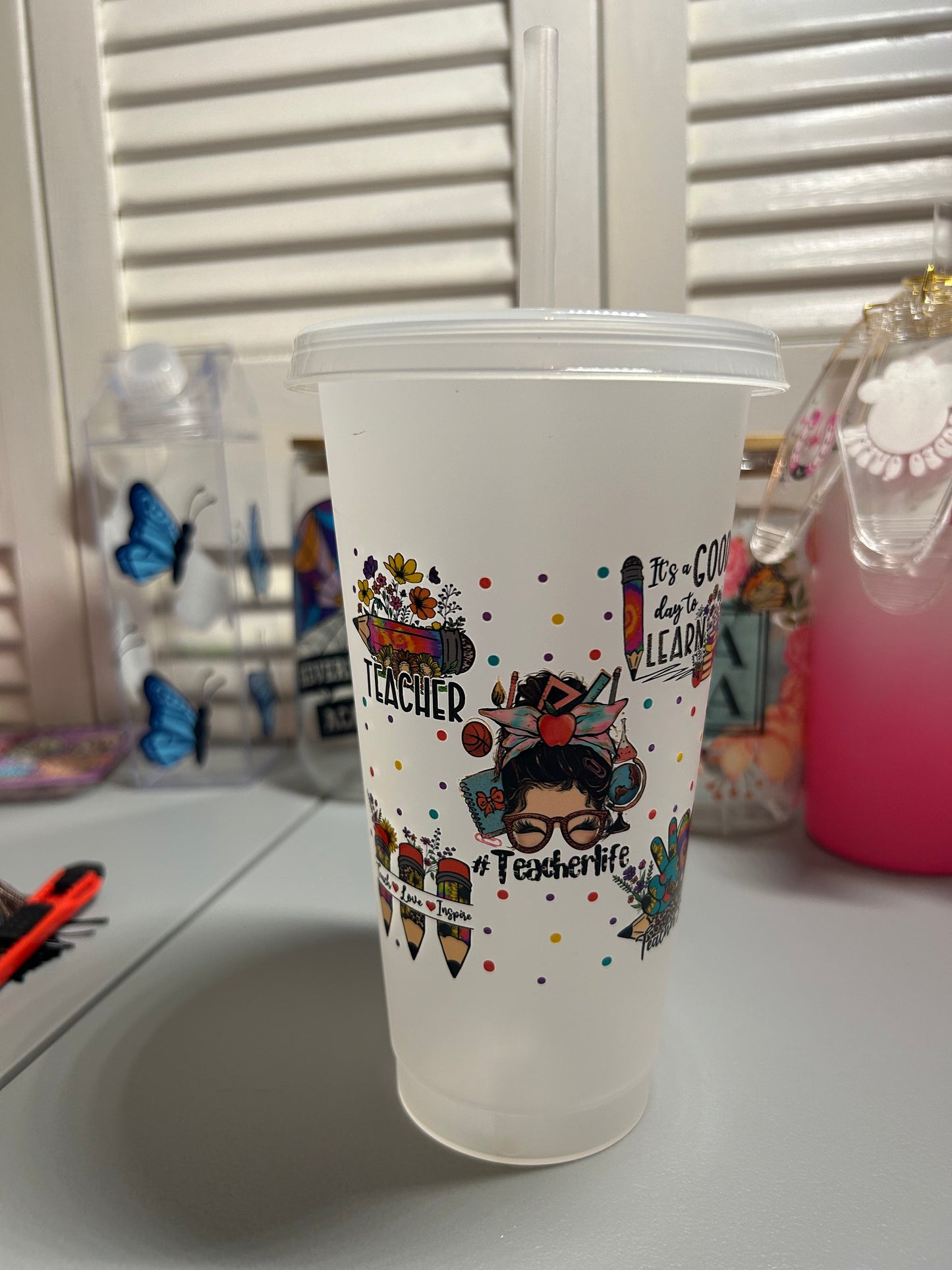 Teacher 24oz plastic cup