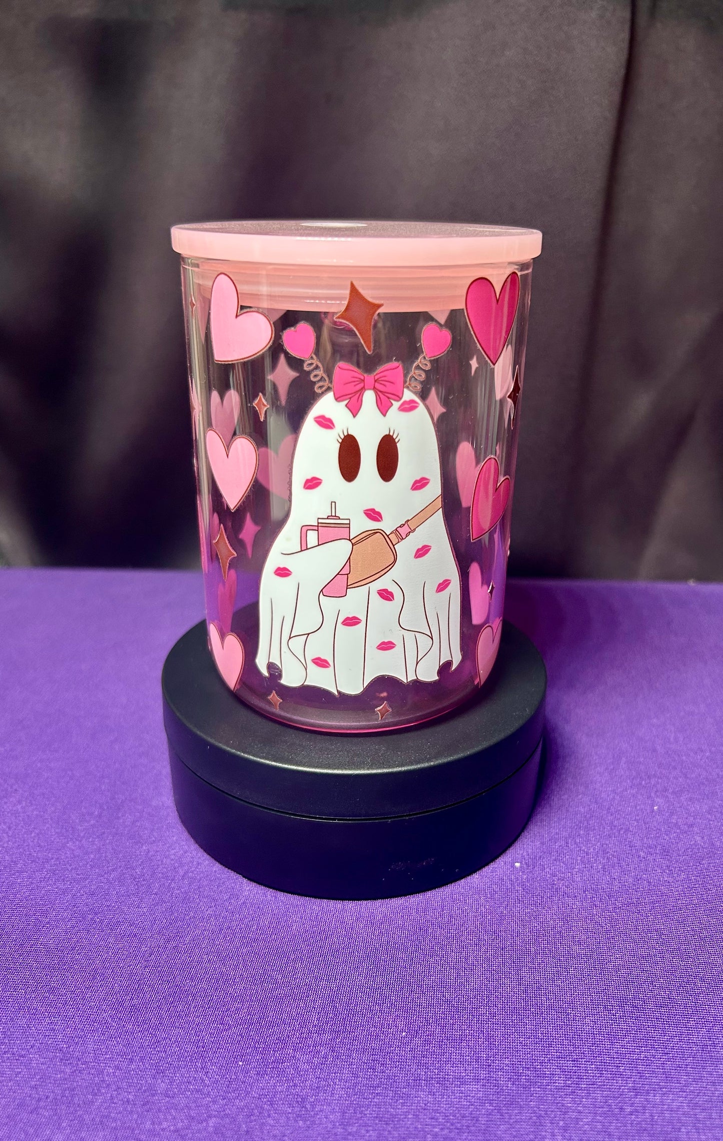 Pink ghost 16oz glass mug