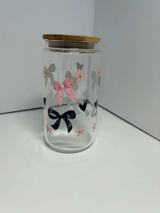 Now glass 16oz cup with metal straw