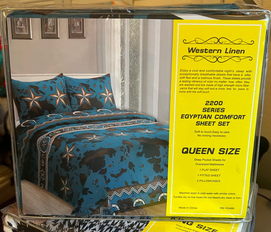Turquoise queen sheet set