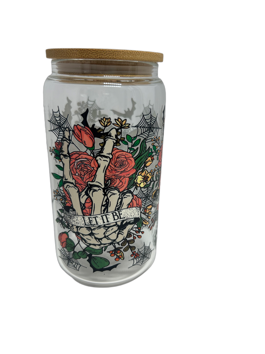 Let it be glass cup with metal straw 16oz cup