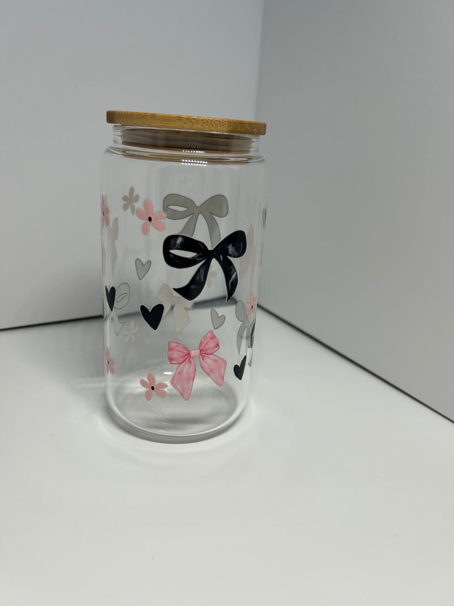 Now glass 16oz cup with metal straw
